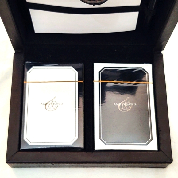 Ampersand Black & White Double Deck of Playing Cards in Leather Box- New - Picture 7 of 8